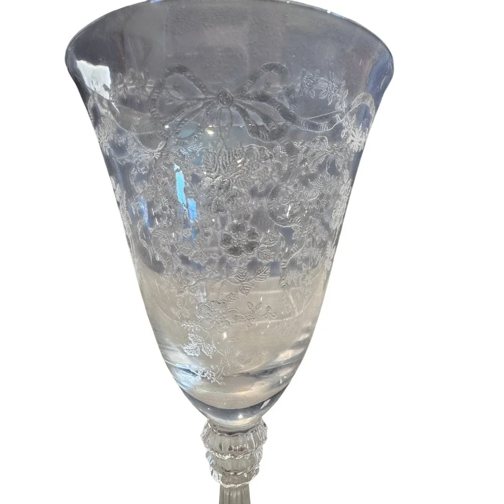 Fostoria Etched Crystal Wine Glass Clear